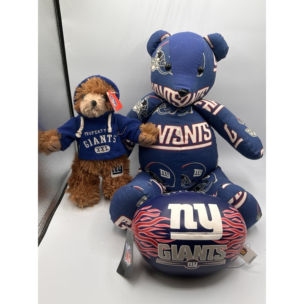Vintage New York Giants Plush Lot All Over Print Bear & Plush Football
